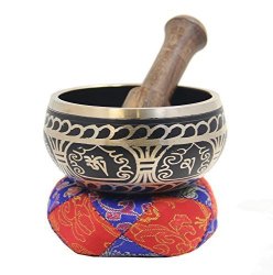 DharmaObjects Relaxing Tibetan Meditation Om Mani Padme Hum Peace Singing Bowl With Mallet