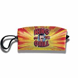 Bob's Burgers King Of The Grill Womens Casual Wristlet Cosmetic Bag Travel Toiletry Pouch Makeup With Zipper