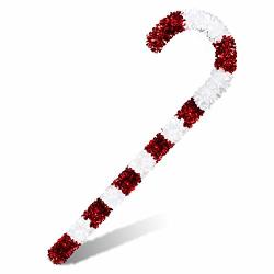 Hohotime 50 X 15 Inches Christmas Candy Cane Decorations Detachable Tinsel Candy Cane Christmas Decorations Giant Candy Cane For Christmas Party Indoor Decorations Red And White