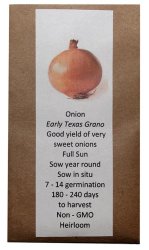 Heirloom Veg Seeds - Onion - Early Texas Grano