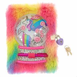 Claire's Fun Brightly Coloured Diaries With Lock And Keys Journal Writing Notebook Secret Keeper Unicorn Snowglobe