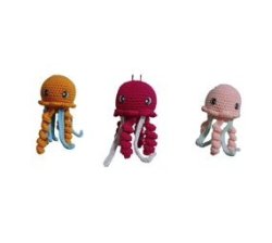 3 Piece Crochet Jelly Fish Plush Toys - Mixed Colors