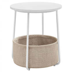 White Coffee Side Table With Storage Basket