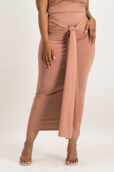 Savannah Wrap Tie Detail Skirt - Blush - L