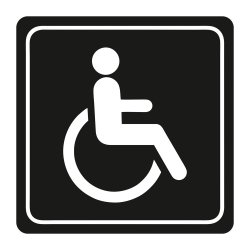 Disabled Toilet Symbolic Sign - White Printed On Black Acp 150 X 150MM