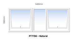 Top Hung Aluminium Window Natural PTT156 2 Vent W1500MM X H600MM