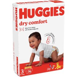Huggies Dry Comfort Size 3 Jumbo 76 Nappies
