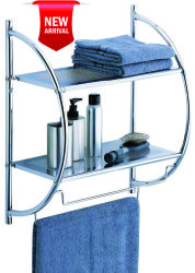 2tier Towel Rack Stainless Steel Frame With Chrome Metallic Trays