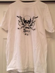 Authentic Blue & Cream Sean Avery 16 Skull T-Shirt Shirt
