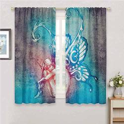 Butterfly Doorway Curtain Fairy With Butterfly Wings Renewal Female Rebirth Psyche Lightness Of Being Room Decor For Boys Blue Purple 55 X 40 Inch