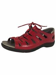 Aravon Women's Bromly Ghillie Flat Sandal Red 9.5 D Us