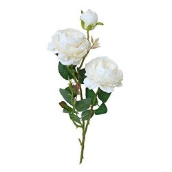 Byeee 1PC Artificial Roses Flowers Springs Flowers Artificial Silk Peony Bouquets Wedding Home Decoration Garden Office Home Wedding Decor Whole White 61CM