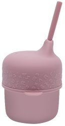 Silicone Sippy Cup Set With MINI Straw- Dusty Rose