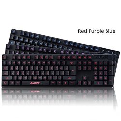 Ajazz Cyborg Soldier Gaming Keyboard 104 Keys 3 Colors Backlit Quiet USB Wired Keyboard Black