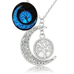 Ginger Lyne Collection Glow In The Dark Moon With Tree Of Life Pendant Chain Necklace