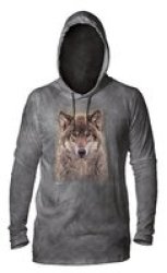 Grey Wolf Forest Lightweight Hoodie Grey