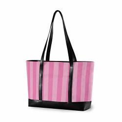 Pink Laptop Tote Bag Fits 15.6 Inch Laptop Womens Lightweight Canvas Leather Tote Bag Shoulder Bag G13