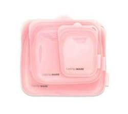 Reusable Silicone Storage Bag Microwave Dishwasher Safe 3 Piece - Transparent Pink