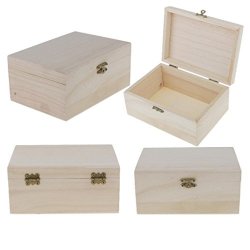 MonkeyJack Pack Of 10 Unfinished Unpainted Plain Wooden Jewellery Jewlry Box Keepsake Gift