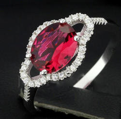 Gorgeous 925 Silver Simulated Ruby Dress Ring Sizes 7 Or 8.5