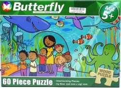60 Piece A4 Wooden Puzzle At The Aquarium -interlocking Pieces 210 X 297MM Each Puzzle Contains A Full Size Poster Retail Packaging No