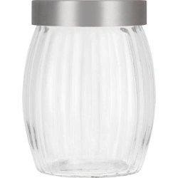 Clicks Ribbed Glass Canister Silver Medium