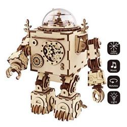 EWarehouse Rokr 3D Wooden Puzzle Music Box Machinarium Light-laser Cut Craft Kit-diy Robot Toy Figures For Boys And Girls-gifts For Christmas birthday valentine's Day