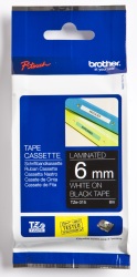 Brother Tz-315 6mm X 8m White On Black Laminated Tape