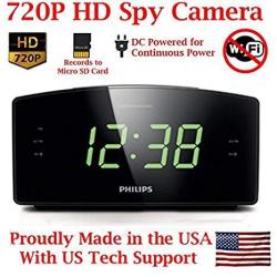 HD 720P Covert Alarm Clock Radio Spy Camera Hidden Nanny Camera Spy Gadget Sd Card Model No Wi-fi