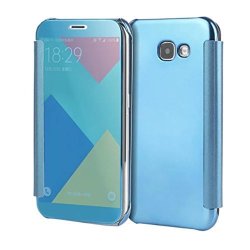 Coohole Smart Window Sleep Wake Flip Leather Cover Case For Samsung Galaxy A3 2017 Blue