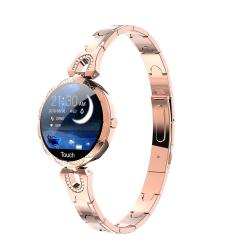 AK15 Fashion Smart Female Bracelet 1.08 Inch Color Lcd Screen IP67 Waterproof Support Heart Rate Monitoring Sleep Monitoring Remote Photography Rose Gold