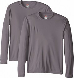 Hanes Men's Long Sleeve Cool Dri T-Shirt Upf 50+ Large 2 Pack Safety Orange
