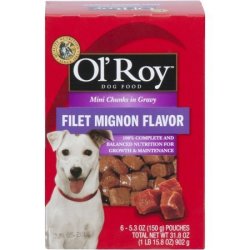 Filet Mignon MINI Chunks In Gravy 100% Complete And Balanced Nutrition For Adult Dogs 6 POUCHES-5.3OZ