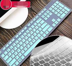 2 Pcs Keyboard Cover Skin For Dell KM636 Wireless Keyboard & Dell KB216 Wired Keyboard Dell Optiplex 5250 3050 3240 5460 7450 7050 Dell Inspiron Aio 3475 3670 3477ALL-IN One Desktop Mint+clear