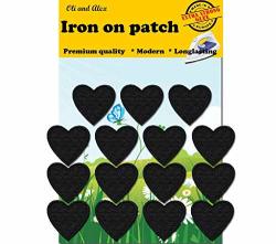 Iron On Patches- Extra Strong Glue Heart Black Iron On Patches 15 Pieces Fabric Applique Motif Children A-157