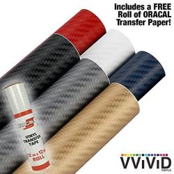 VViViD Craft 3D Carbon Fibre Textured Vinyl Sheet 1FT X 5FT For Silhouette Cricut And Cameo Machines Including 12" X 12" Sheet Of Oracal