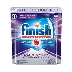 Finish Quantum Max Powerball 64CT Dishwasher Detergent Tablets Ultimate Clean & Shine