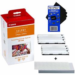 Canon RP-108 High-capacity Color Ink paper Set Includes 108 Ink Paper Sheets + 2 Ink Toners For Selphy CP1300 CP1200 CP1000 CP910 & CP820 Printers