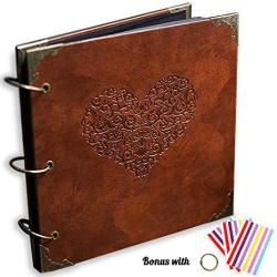 Advcer Photo Album Or Diy Scrapbook 10X10 Inch 50 Pages Double Sided Vintage Leather Cover Three-ring Binder Picture Booth Albums With 9 Colors 408PCS