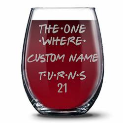 Personalized 21ST Birthday 21 Oz Stemless Glasses For Women And Men Happy 21 Birthday Gift 21 Years Birthday Wine Glass 21ST Birthday Party Decoration