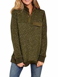 LAICIGO Women’s Quilted Pullover 1/4 Button Down Collared Long Sleeve Winter Warm Sweaters