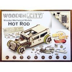 Wooden City: Wooden Figures Hot Rod Car 3D Puzzle - 141 Pieces