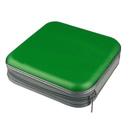 Ioffersuper 40 Disc Cd DVD Storage Zipper Bag Case Hard Box Wallet Album Holder Green