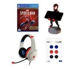 4GAMERS PS4 Spiderman + White H phone Acc Pack