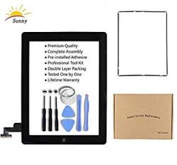 Apple Ipad 2 A1395 A1396 A1397 Screen Replacement Digitizer Glass Assembly Black - Includes Home Button Camera Holder Pre Installed Adhesive Stickers Bezel Frame And Professional