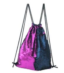 Two Way Sequin Drawstring Bag - Purple blue