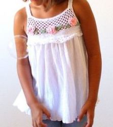 Crochet Top With Fabric Skirt