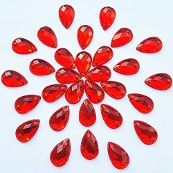300PCS 0.31X0.51? Drop Shape Crystal Clear Acrylic Sew On Rhinestones Flatback Sewing Stones For Clothes Wedding Dress Crafts Garments Accessories Red