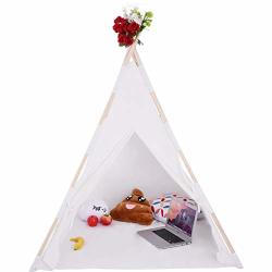 Auvem Children Canvas Tent Boy And Girl Tent Indoor Outdoor Tentindian Tent Teepee Kids Play House With Two Windows White