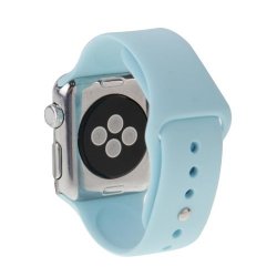 For Apple Watch Sport 38MM High-performance Longer Silicone Sport Watchband With Pin-and-tuck Closure Baby Blue
